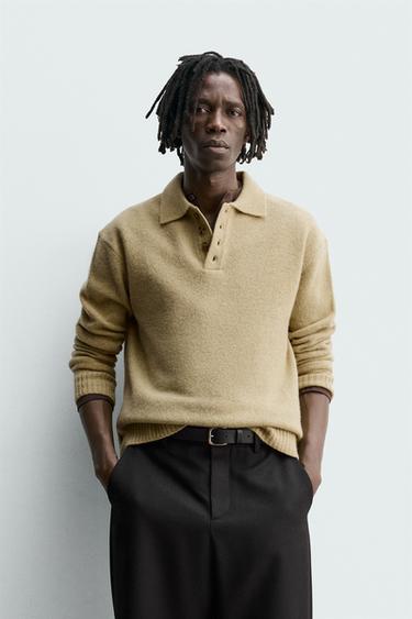 100% WOOL KNIT POLO SHIRT - Light green by Zara