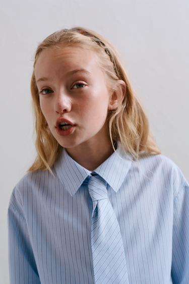STRIPED TIE SHIRT - Blue/White by Zara