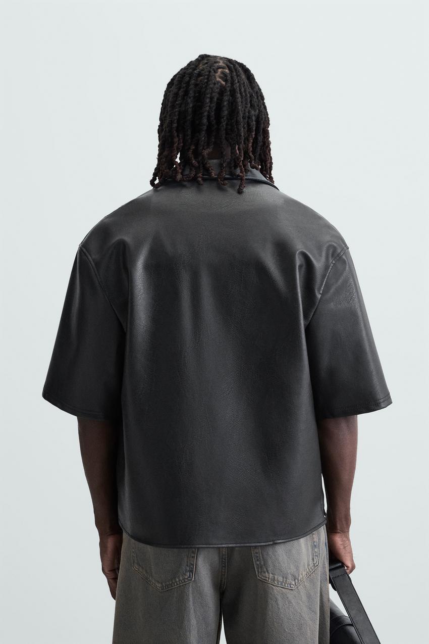 FAUX LEATHER OVERSHIRT