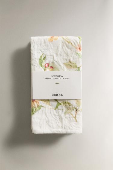 LOT SERVIETTES DE TABLE COTON JACQUARD POIRES (LOT DE 2) - Verdâtre de Zara - Image 4