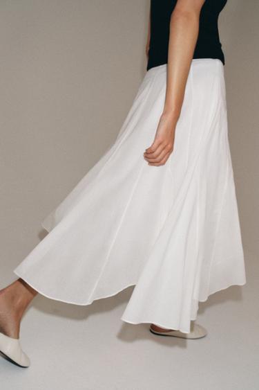 JUPE FLUIDE ASYMÉTRIQUE ZW COLLECTION - Blanc de Zara - Image 6