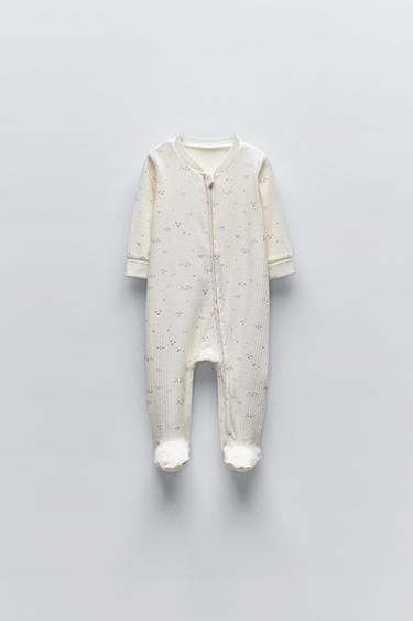 Zara LITTLE STARS ONE-PIECE PAJAMAS - Ecru