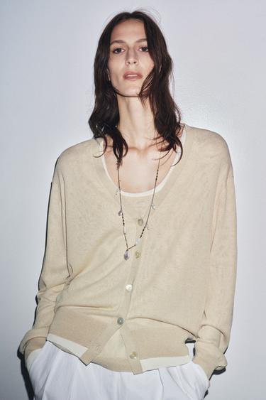 DOUBLE LAYER KNIT CARDIGAN - Sand by Zara - Image 1