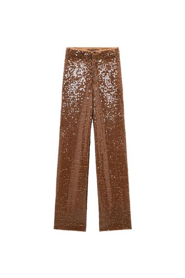 FULL-LENGTH SEQUIN PANTS