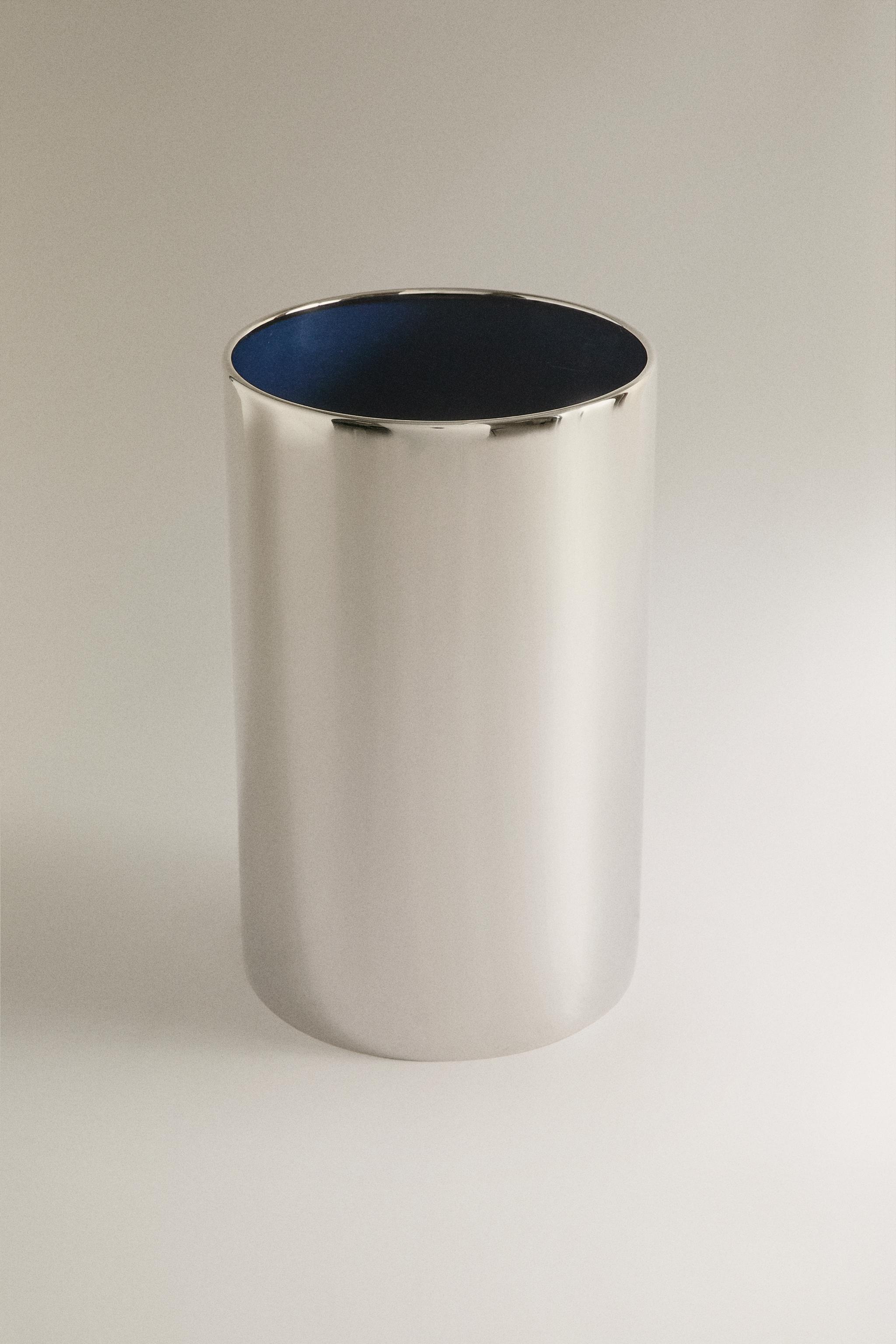 CYLINDRICAL METAL WASTEPAPER BASKET — Silver