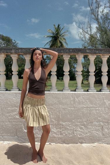 MINISSAIA ÀS RISCAS - Castanho / Verde da Zara