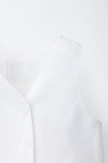 100% LINEN WAISTCOAT - Oyster-white by Zara - Image 2