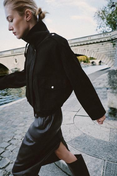 SUEDEEFFEKT BOMBERJACKE - Schwarz von Zara