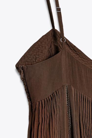 Zara ZW COLLECTION STRAPPY DRESS - Mink