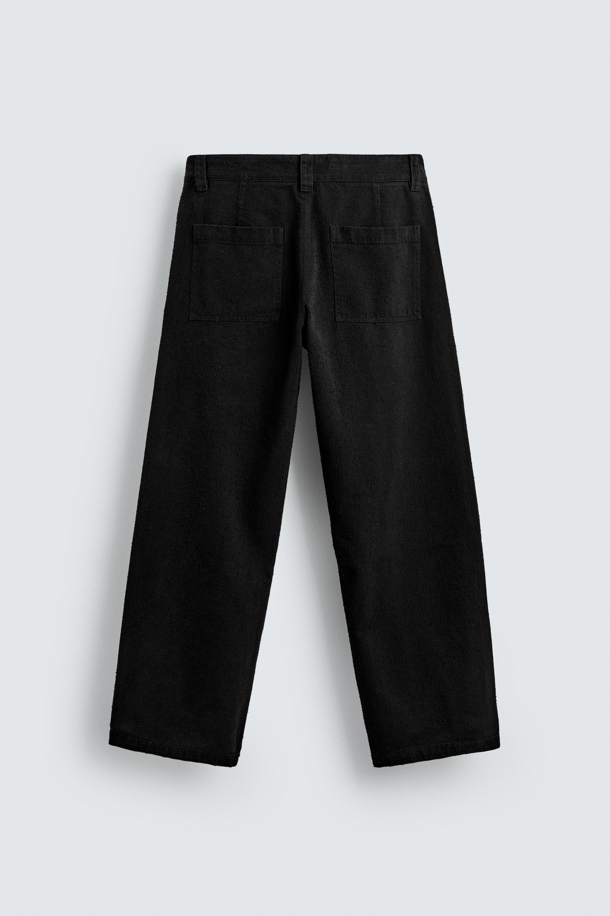 TEXTURED STRAIGHT FIT PANTS