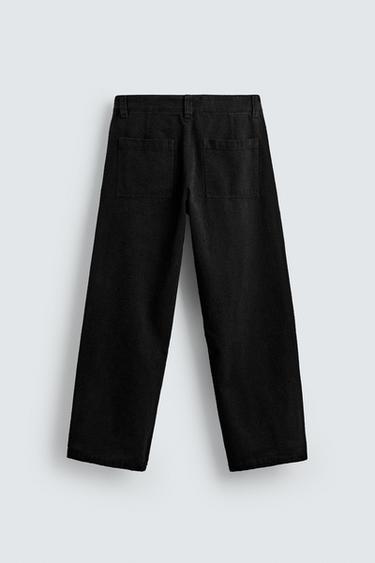 TEXTURED STRAIGHT-LEG TROUSERS - Black by Zara - Image 7