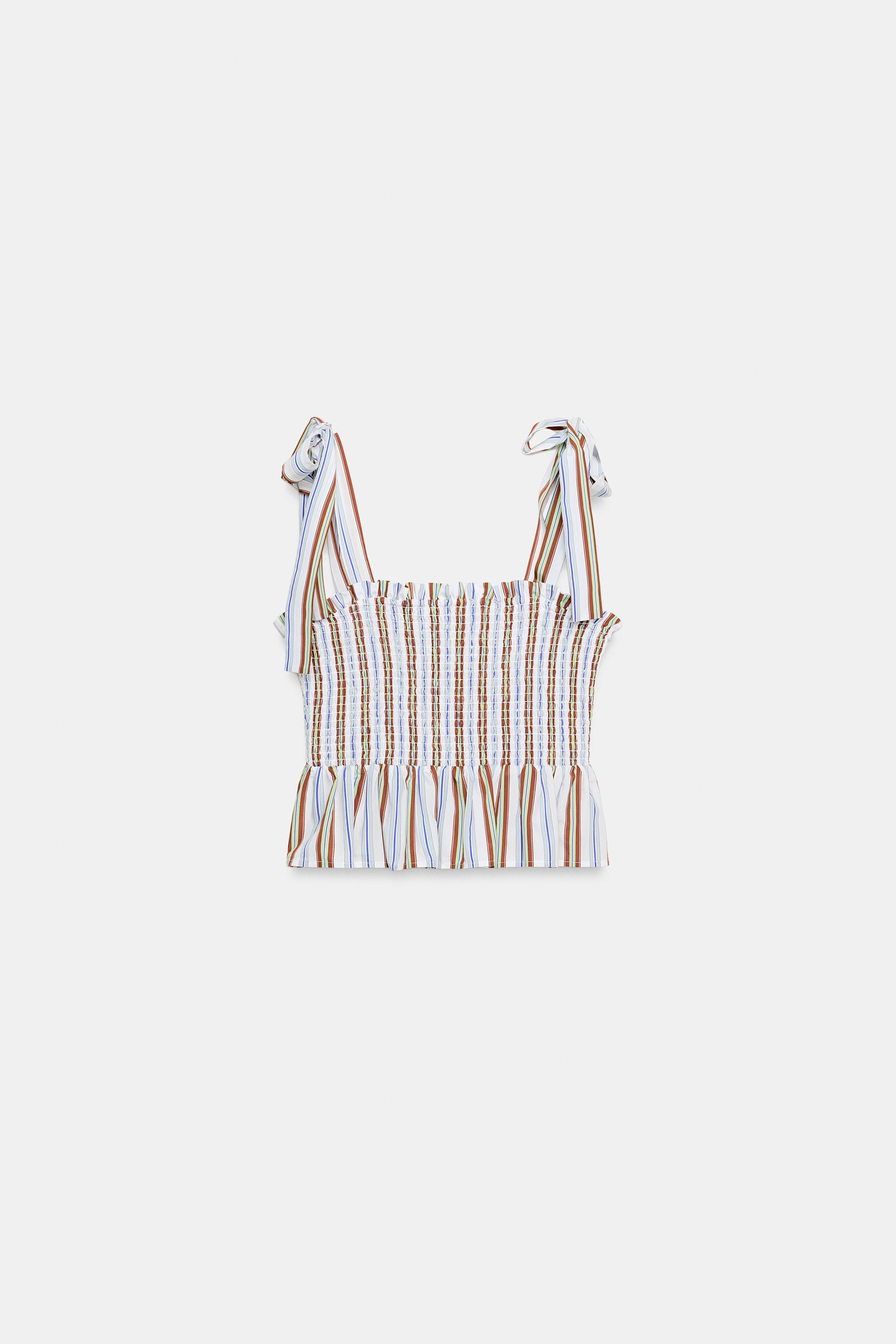 SMOCKED STRIPED TOP