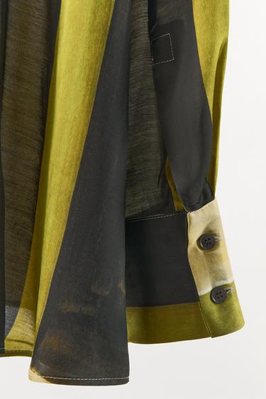 PRINTED SATIN SHIRT - Green by Zara - Image 8