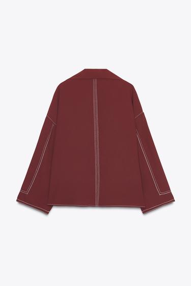 SHIRT WITH CONTRAST TOPSTITCHING - Brick by Zara - Image 6