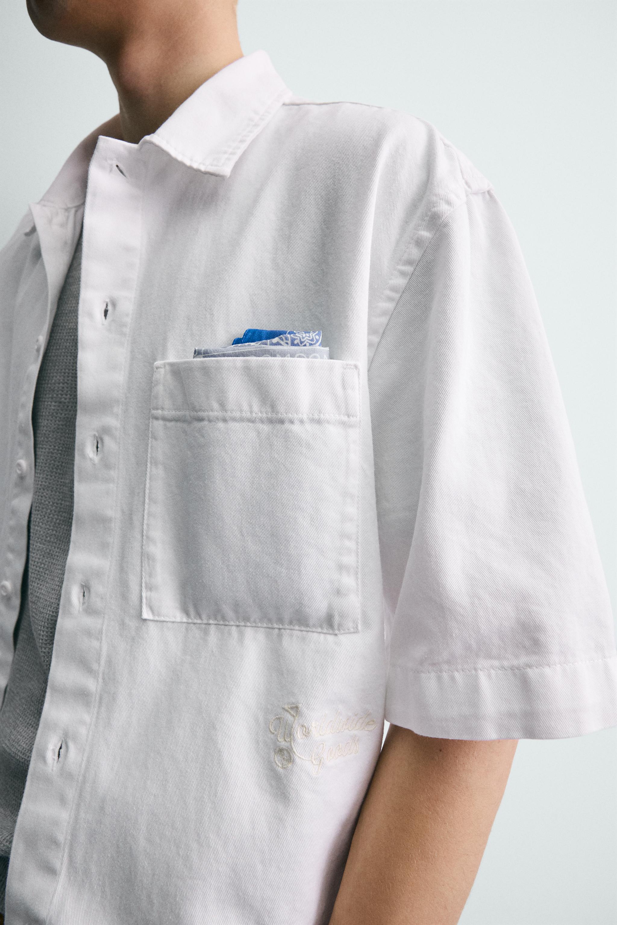EMBROIDERED TEXTURED OVERSHIRT
