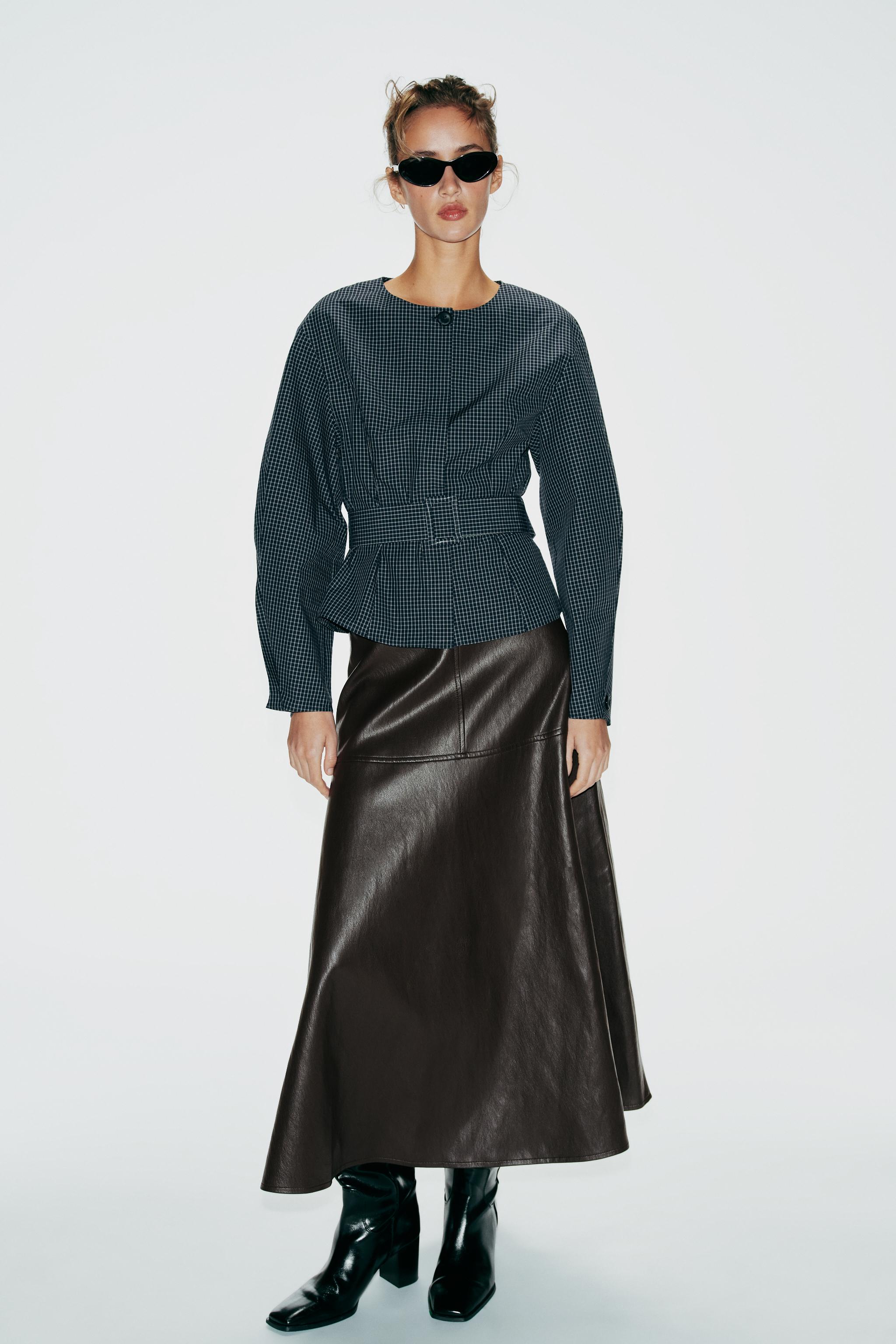 Checked Belted Blouse by Zara