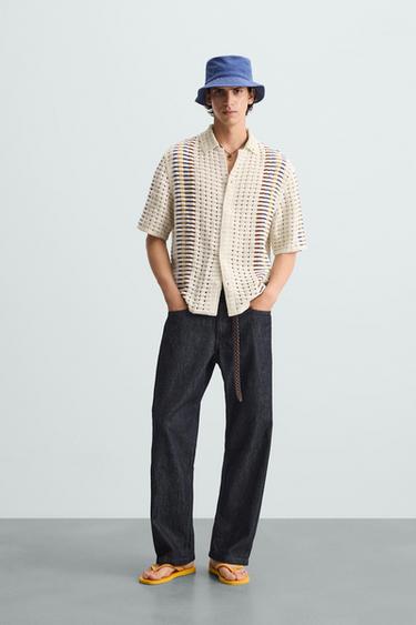 CAMISA CROCHET RAYAS - Crudo de Zara - Imagen 0