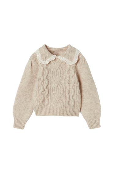 CROCHET CABLE-KNIT SWEATER