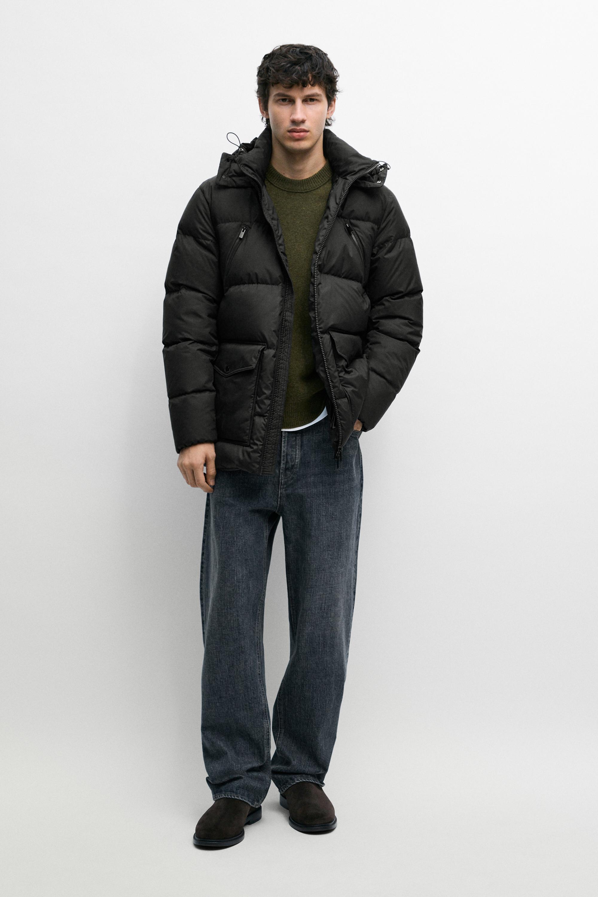 Down jacket with pocket detail