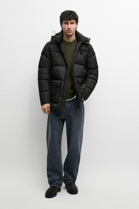 Zara Down jacket with pocket detail - Anthracite Gray - Image 0