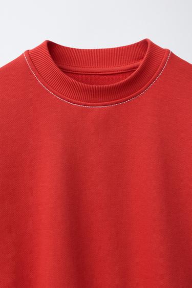 TOPSTITCHED PLUSH T-SHIRT AND BERMUDA SHORTS SET - Red by Zara - Image 5