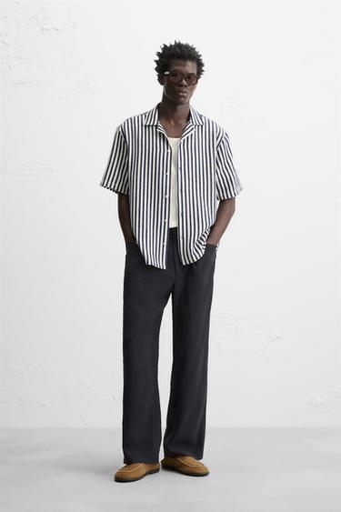 GEOMETRIC JACQUARD SHIRT - Navy blue by Zara