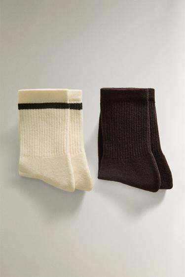 ENSEMBLE CHAUSSETTES COTON (LOT DE 2) - Écru / Marron de Zara - Image 1