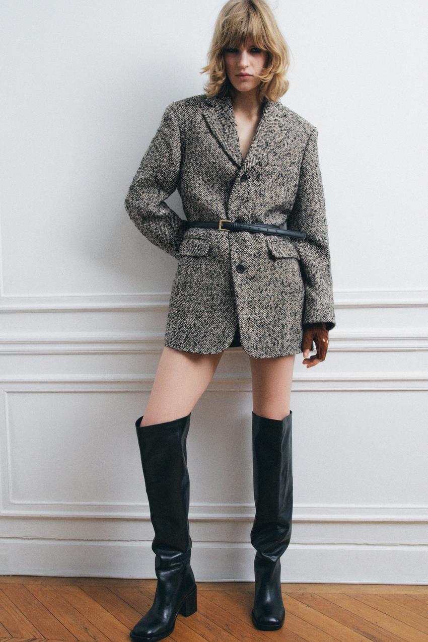 ZW COLLECTION ベルト付きオーバーサイズブレザー - ブラウン | ZARA 