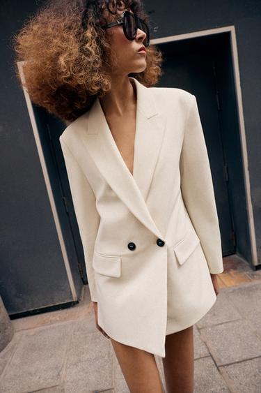 OVERSIZE DOUBLE-BREASTED BLAZER - Oyster-white by Zara