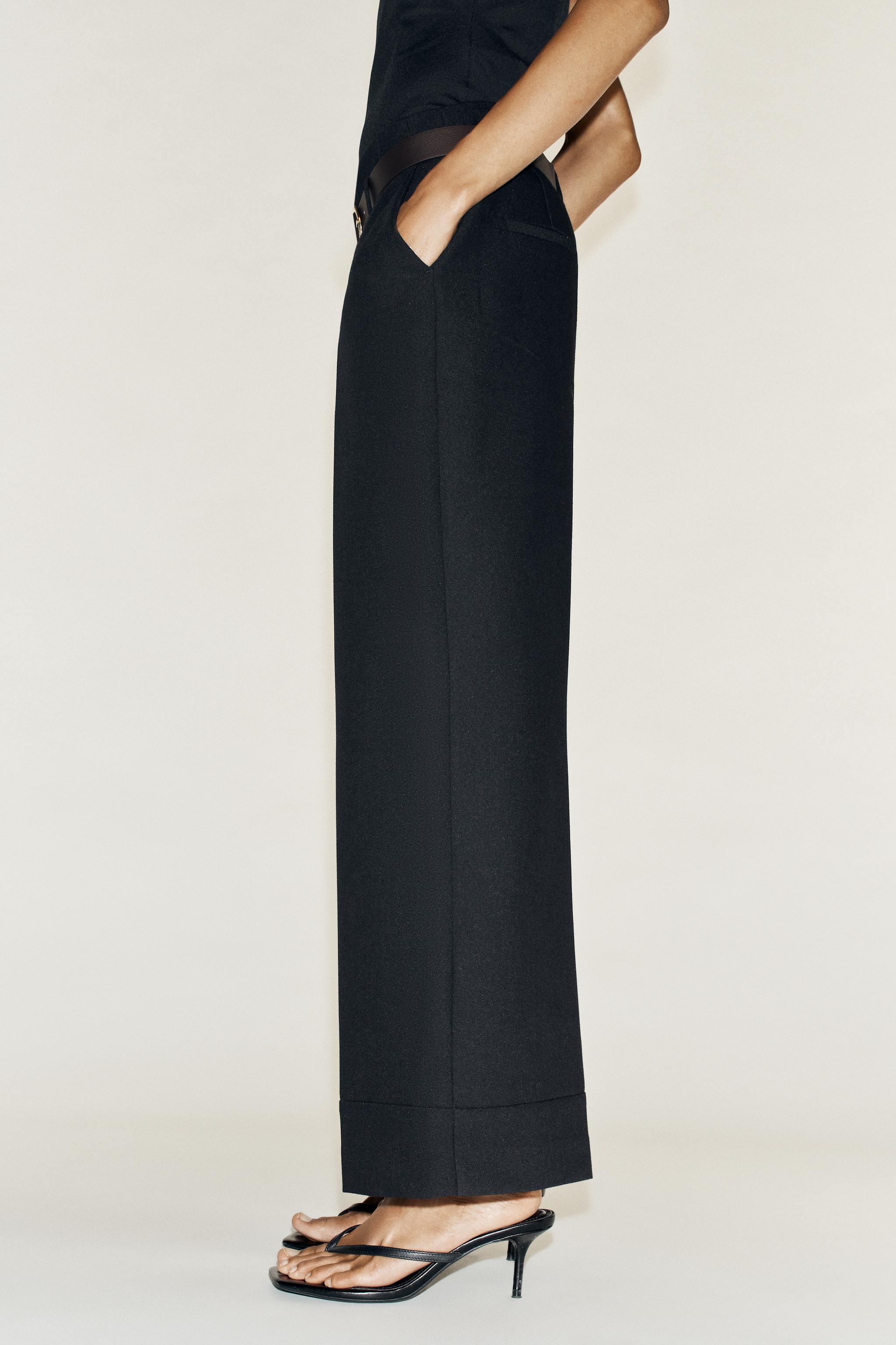 Zara KEMERLİ KIVRIK PAÇA PANTOLON görsel 7