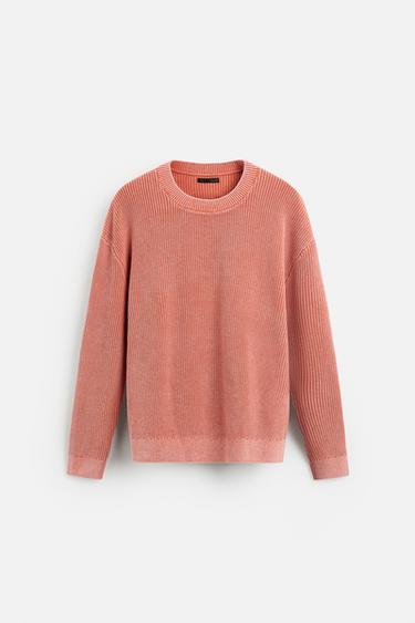 RIBBED WASHED SWEATER - Orange by Zara - Image 0