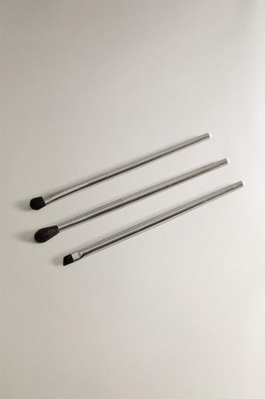 EYE MAKEUP BRUSH SET (SET OF 3) - Silver by Zara - Image 1