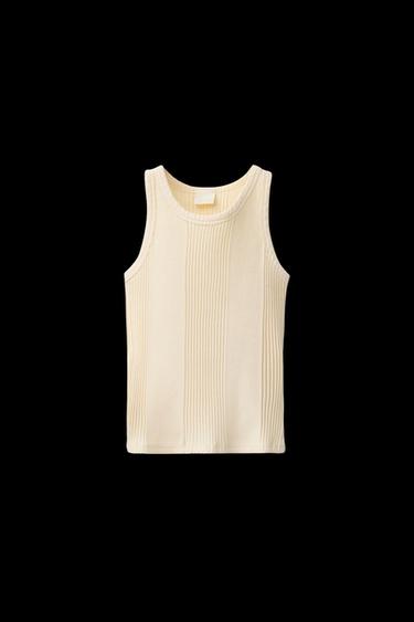 RIB-T-SHIRT MIT ETIKETTDETAIL - Gelb von Zara - Bild 0