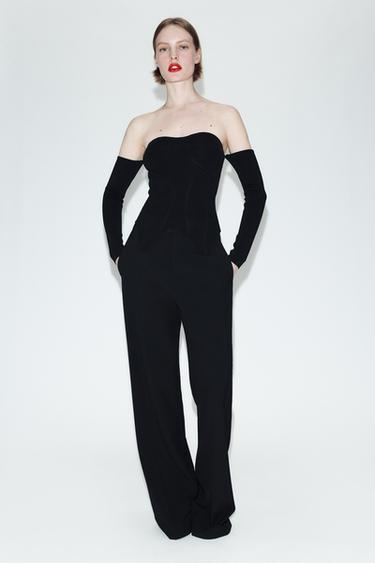 Zara KNIT CORSET TOP - Black