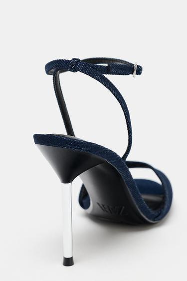 SANDALES À HAUTS TALONS EN DENIM - Bleu de Zara - Image 5