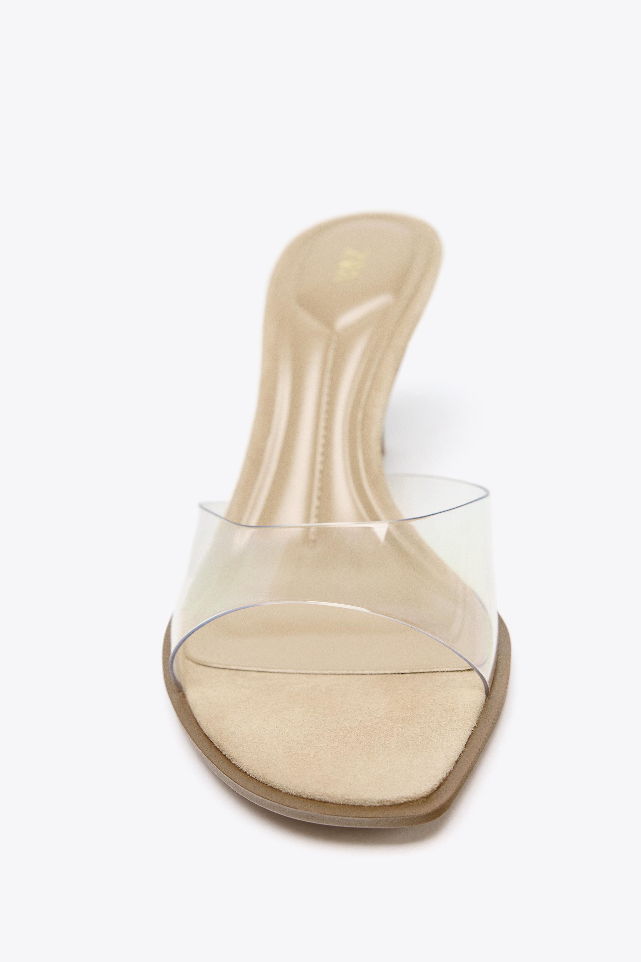じるで HIGH HEELED VINYL SANDALS - Light beige | ZARA United States