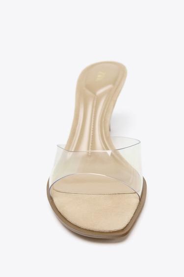 SANDALES À TALONS EN VINYLE - Beige clair de Zara - Image 3