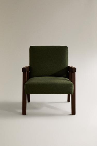Zara UPHOLSTERED WALNUT ACCENT CHAIR ZARA HOME BY BLASCO - Dark green - Image 0