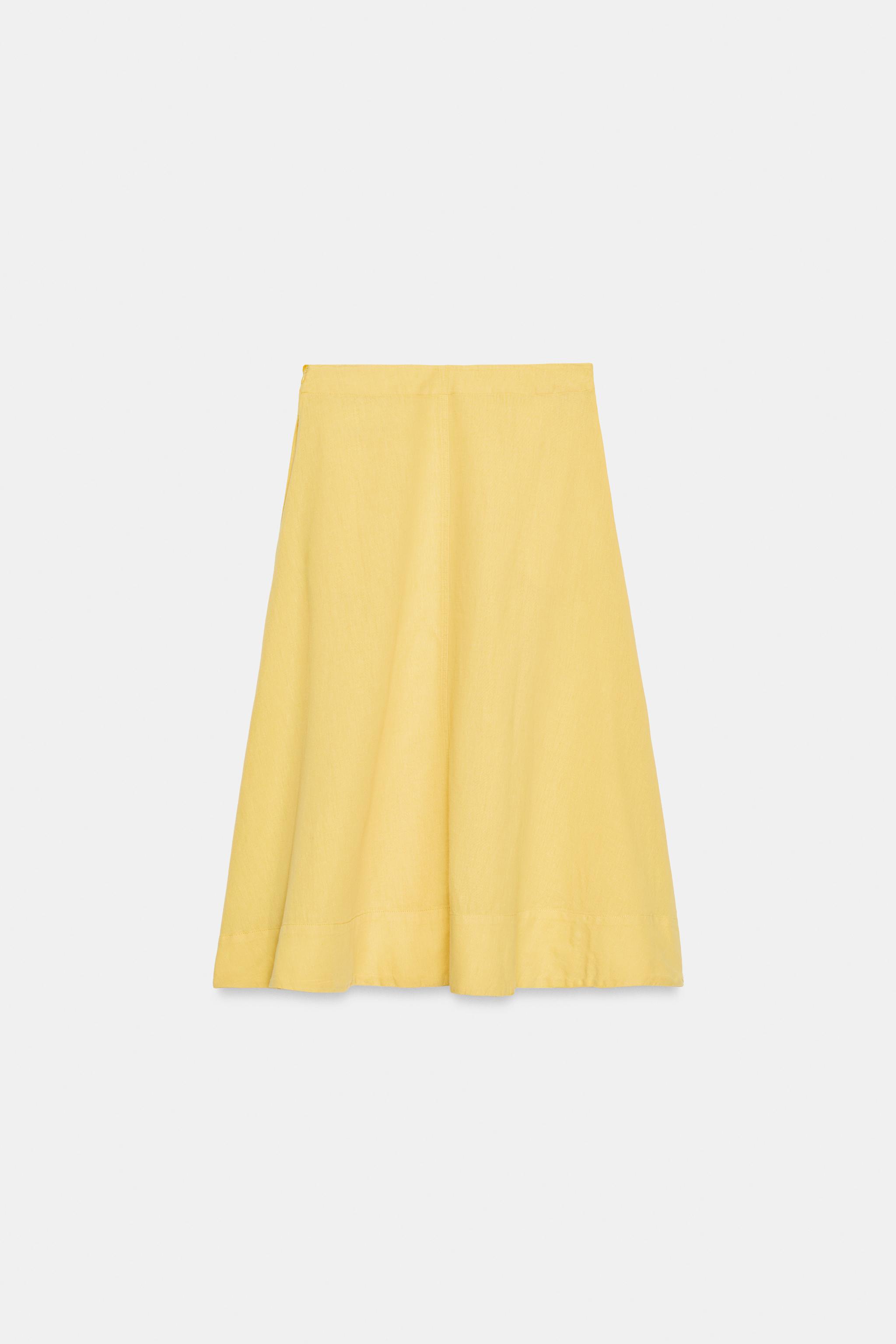 Женские юбки Zara ZW COLLECTION LINEN BLEND MIDI SKIRT — фото 6