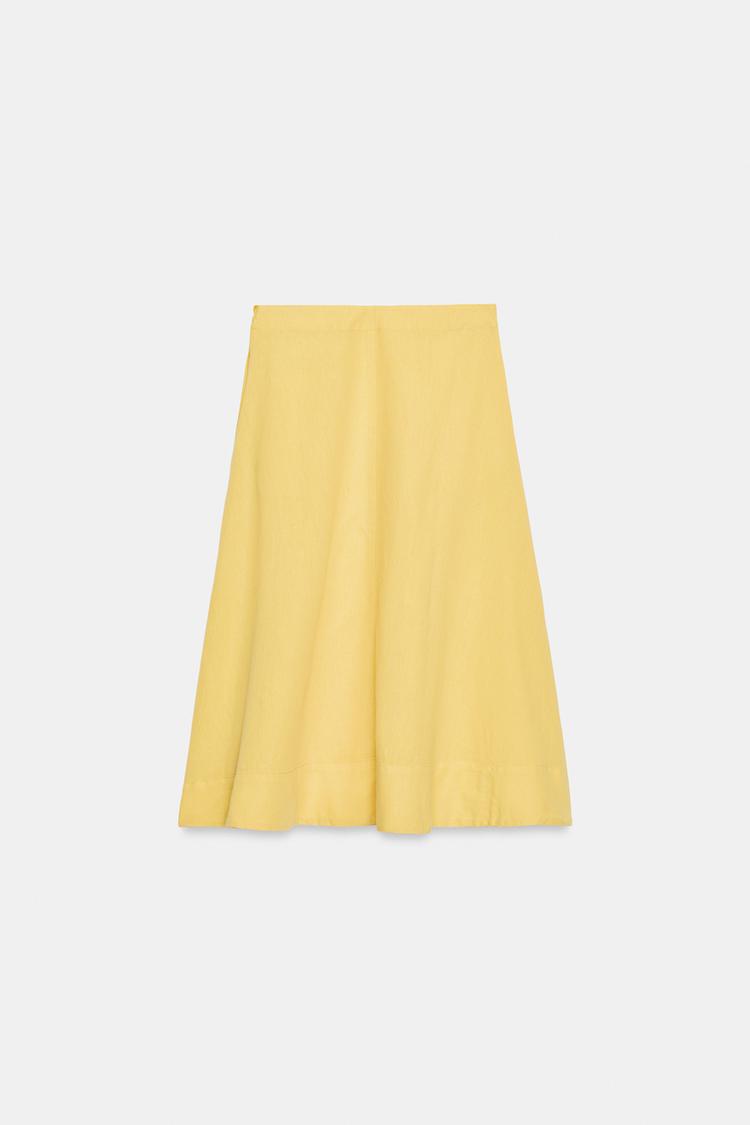 Falda midi de mezcla de lino de la colección ZW 3