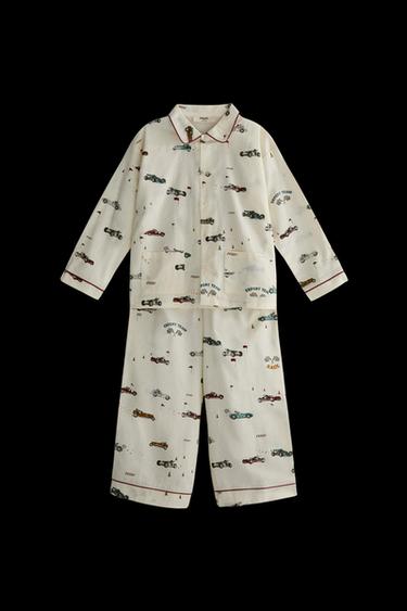 CHILDREN'S RACING DOG FLANNEL PYJAMA SET - Light beige by Zara