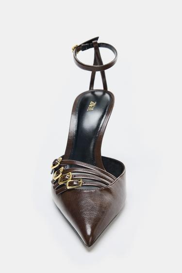 BUCKLED HIGH-HEEL SHOES - Brown de Zara - Image 3