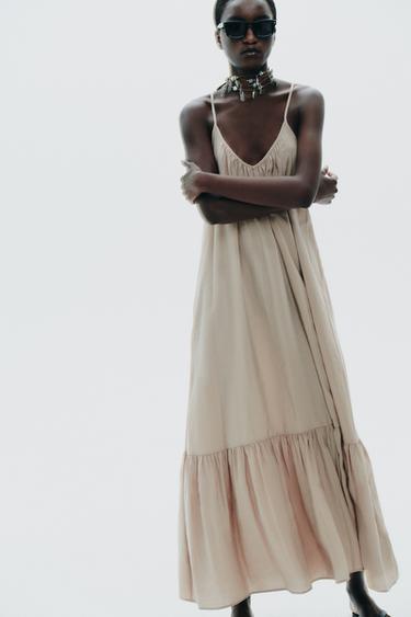 فستان ميدي منسدل - صخري الخاص بـ Zara