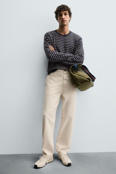 STRAIGHT-LEG CHINO TROUSERS - Light beige by Zara - Image 4