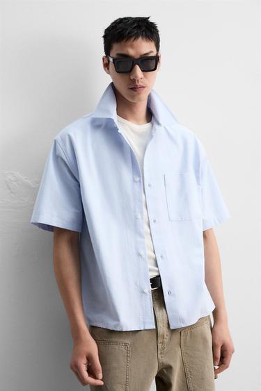 TEXTURED OXFORD SHIRT - Light sky blue by Zara - Image 5