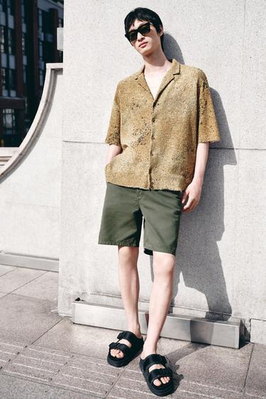 FADED TEXTURED BERMUDA SHORTS - Greenish by Zara