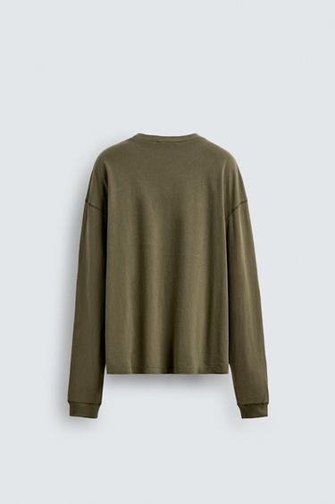 WASHED TEXTURED T-SHIRT - Khaki by Zara - Image 7