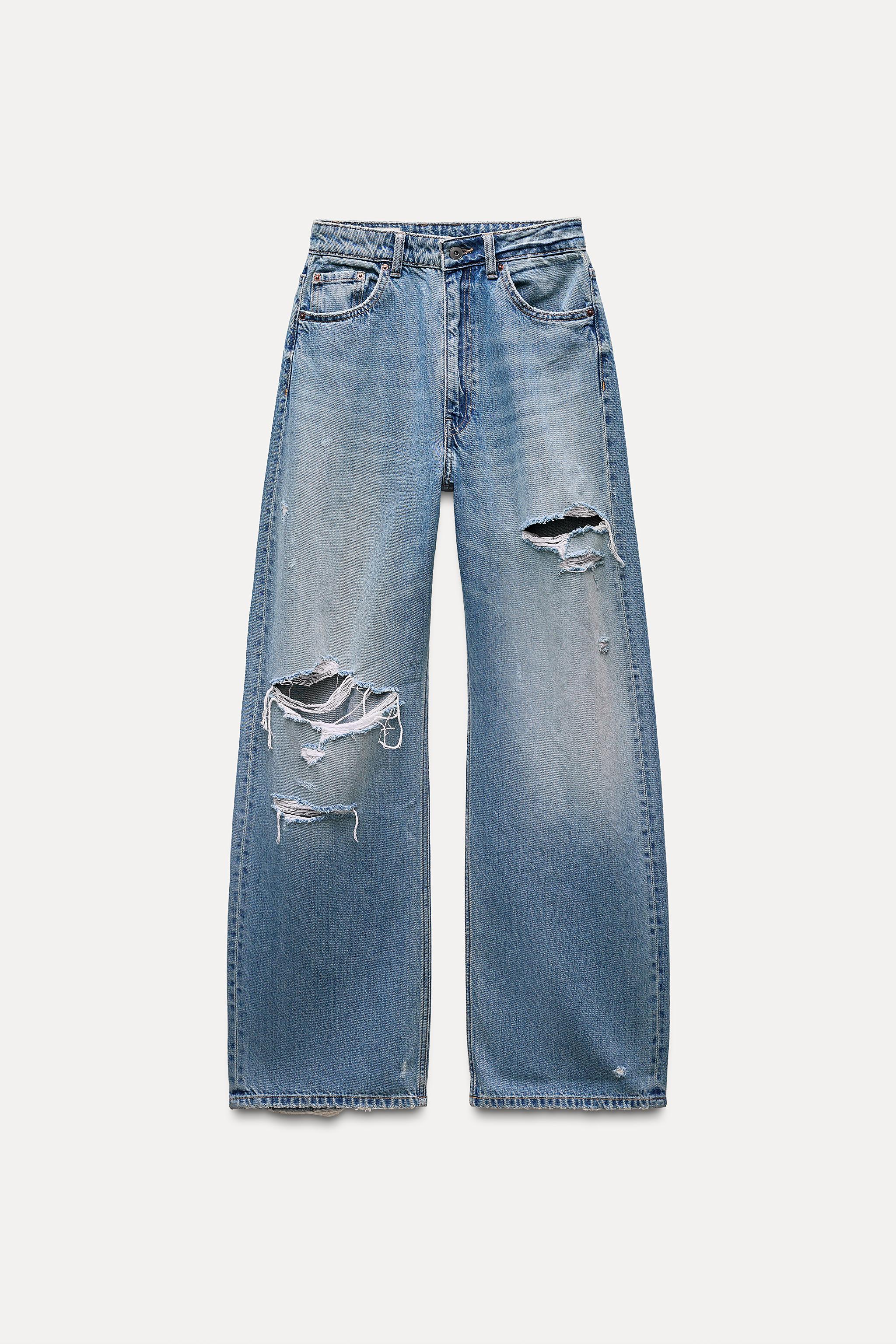 ZARA 新品 TRF BAGGY BALLOON ダメージ加工 デニム 34 - メルカリ