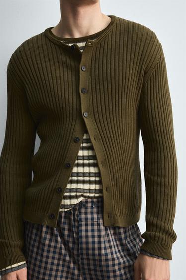 CARDIGAN CÔTELÉ - Kaki de Zara - Image 5