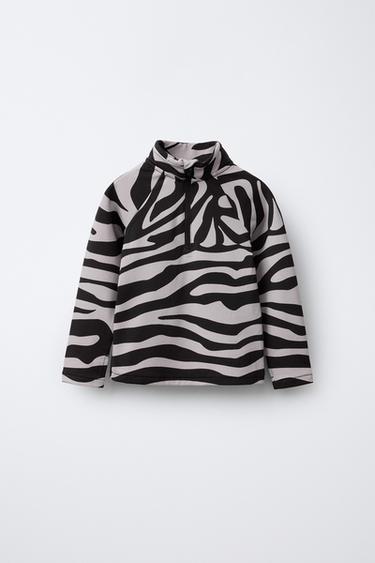 PRIEDUŠNÉ TERMO TRIČKO ZEBRA - Čierna / Krémová zn. Zara